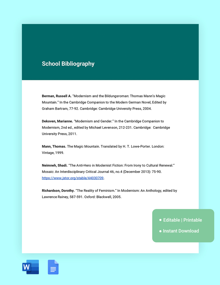 School Bibliography Template