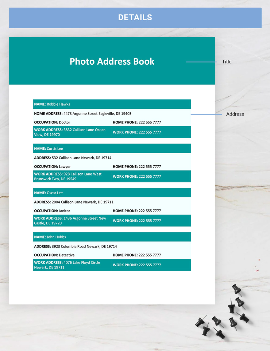 Photo Address Book Template