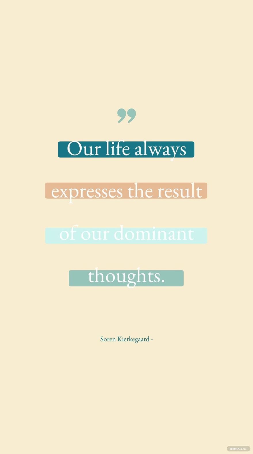 Soren Kierkegaard - Our life always expresses the result of our dominant thoughts.