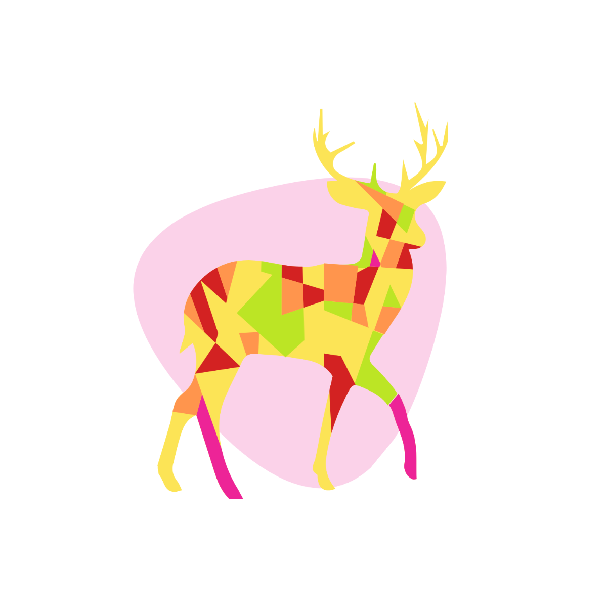 Colorful Deer Clipart Template