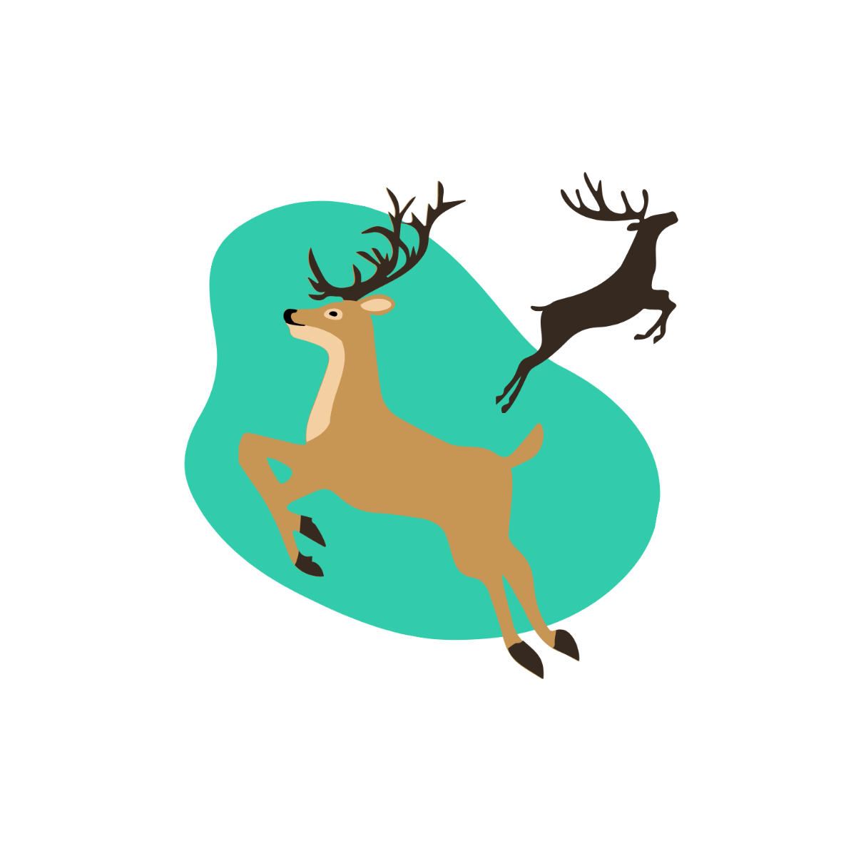 Leaping Deer Clipart Template