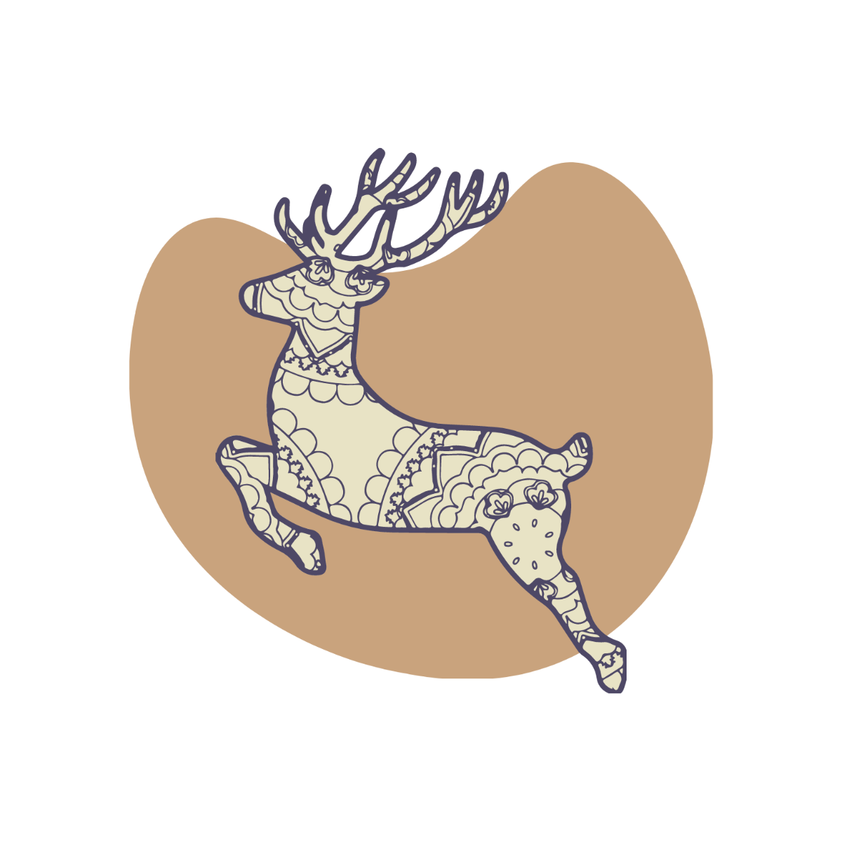 Mandala Deer Clipart Template