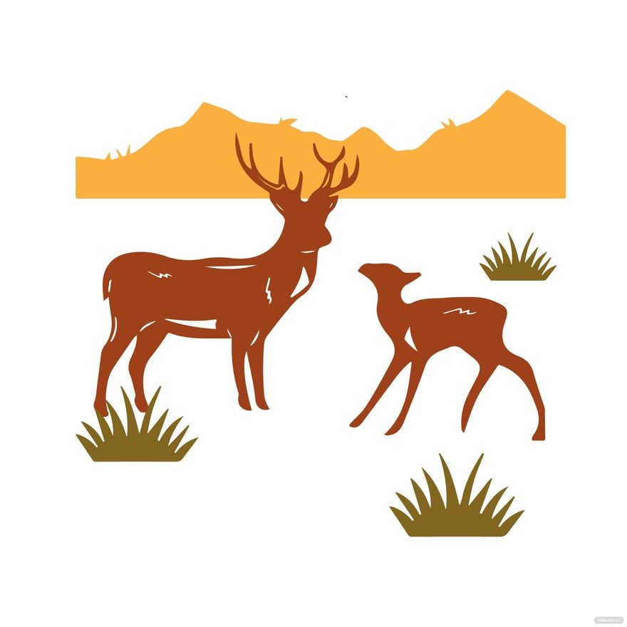 Two Deer Clipart Template