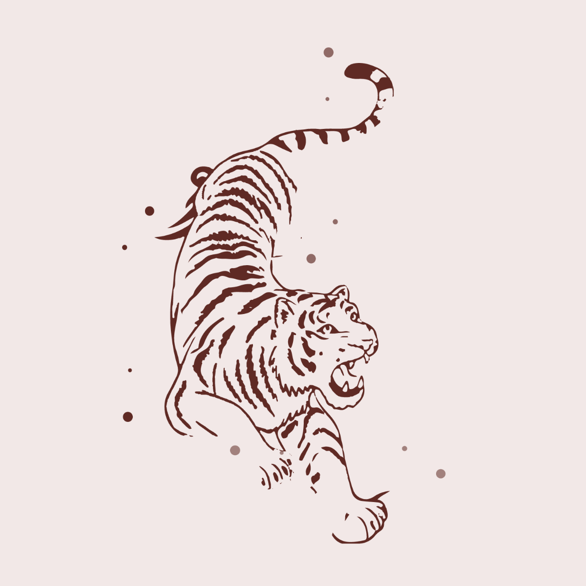 Vintage Tiger Clipart Template