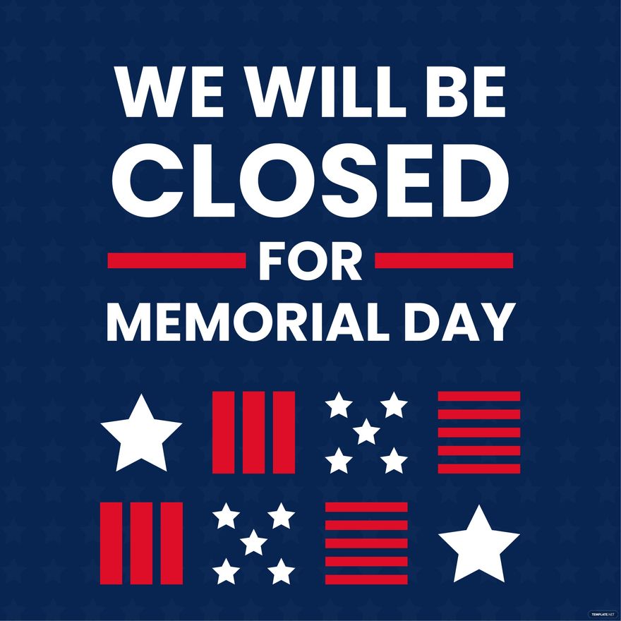 Closed For Memorial Day Clipart in Illustrator, EPS, SVG, JPG, PNG