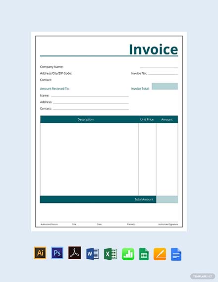 commercial invoice template google docs