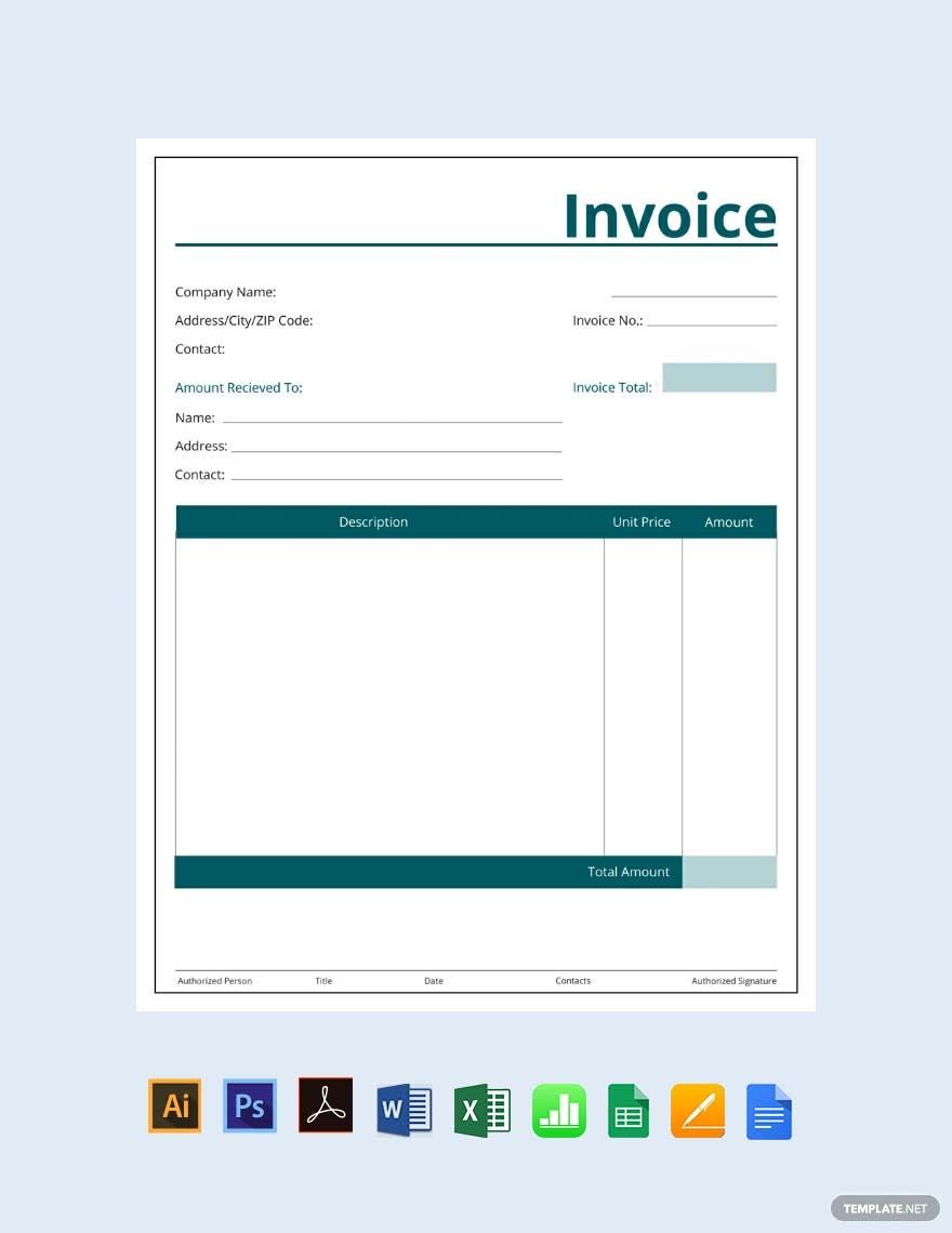 Blank Commercial Invoice Template