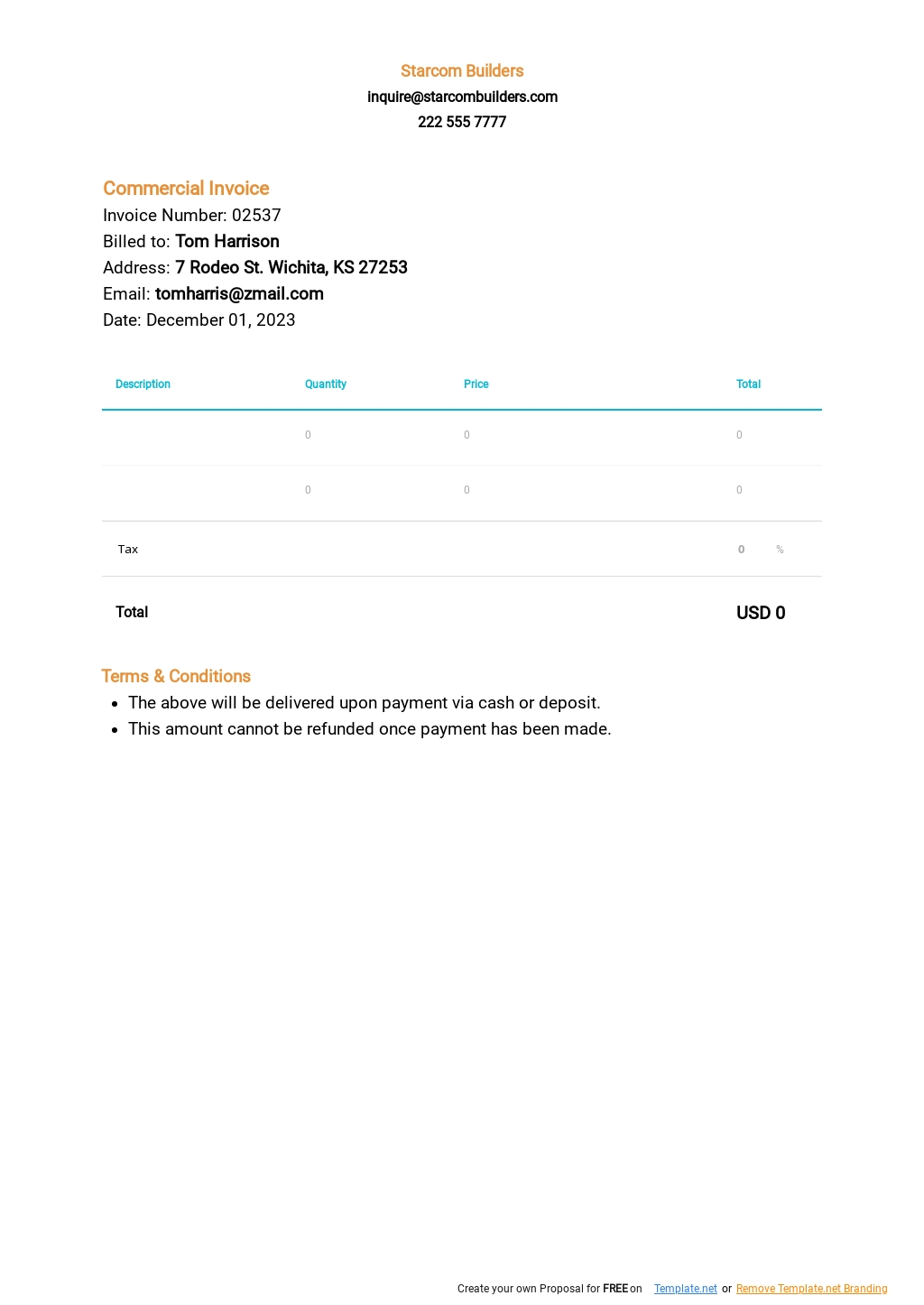 22 Free Commercial Invoice Templates Edit Download Template Net