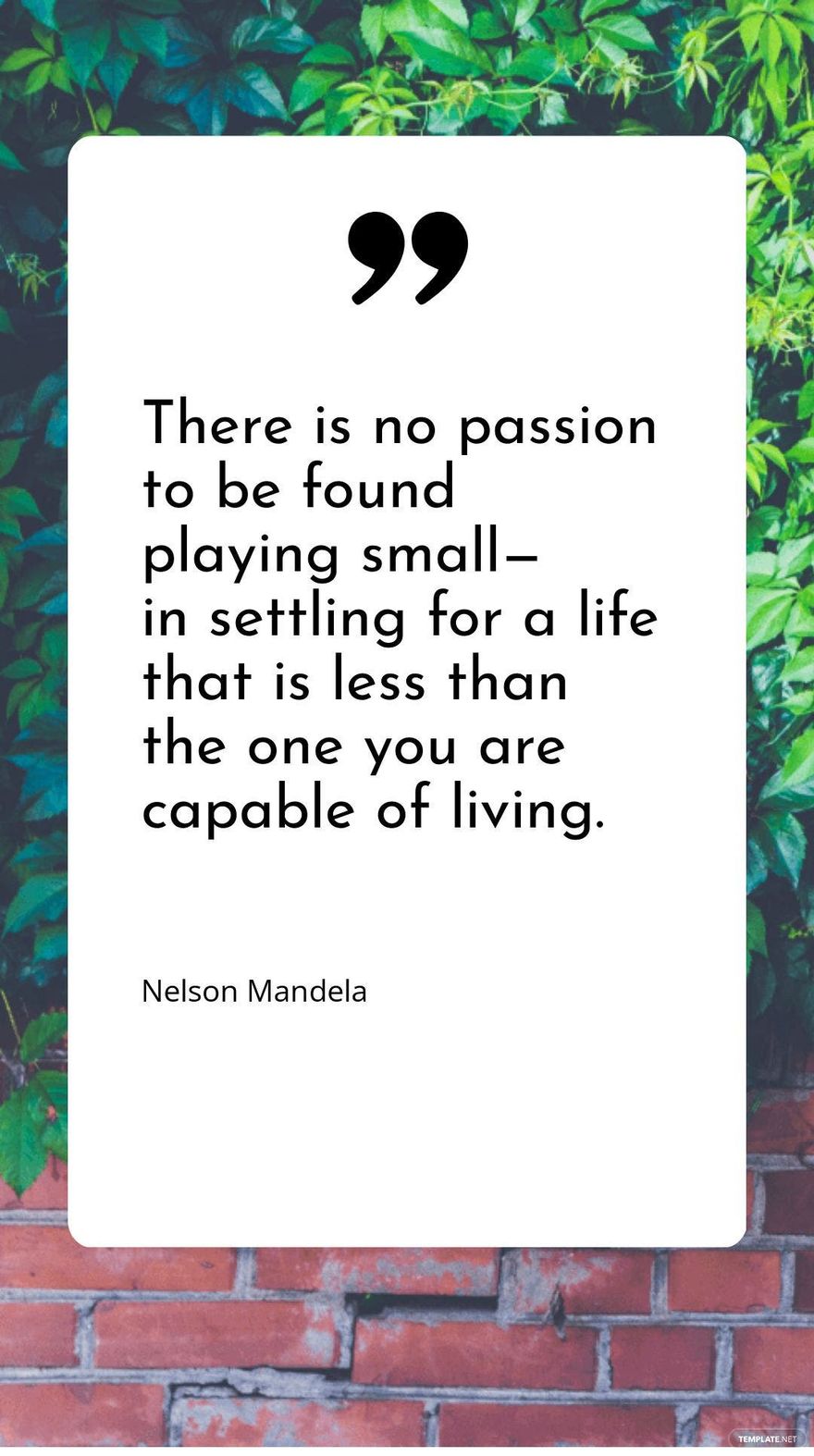 Nelson Mandela - There is no passion to be found playing small - in settling for a life that is less than the one you are capable of living.