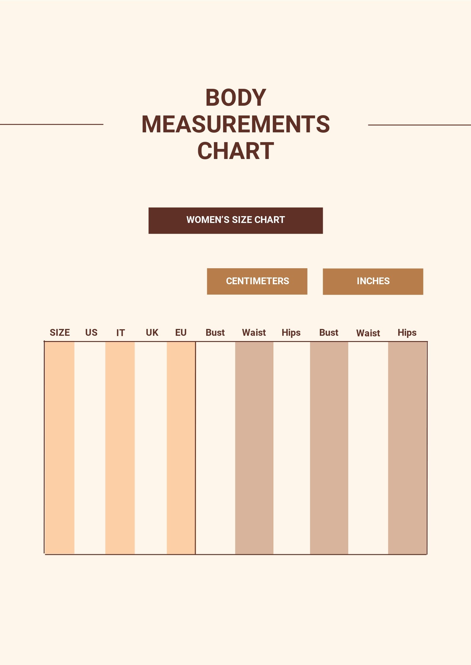 Free Body Measurements Chart Template