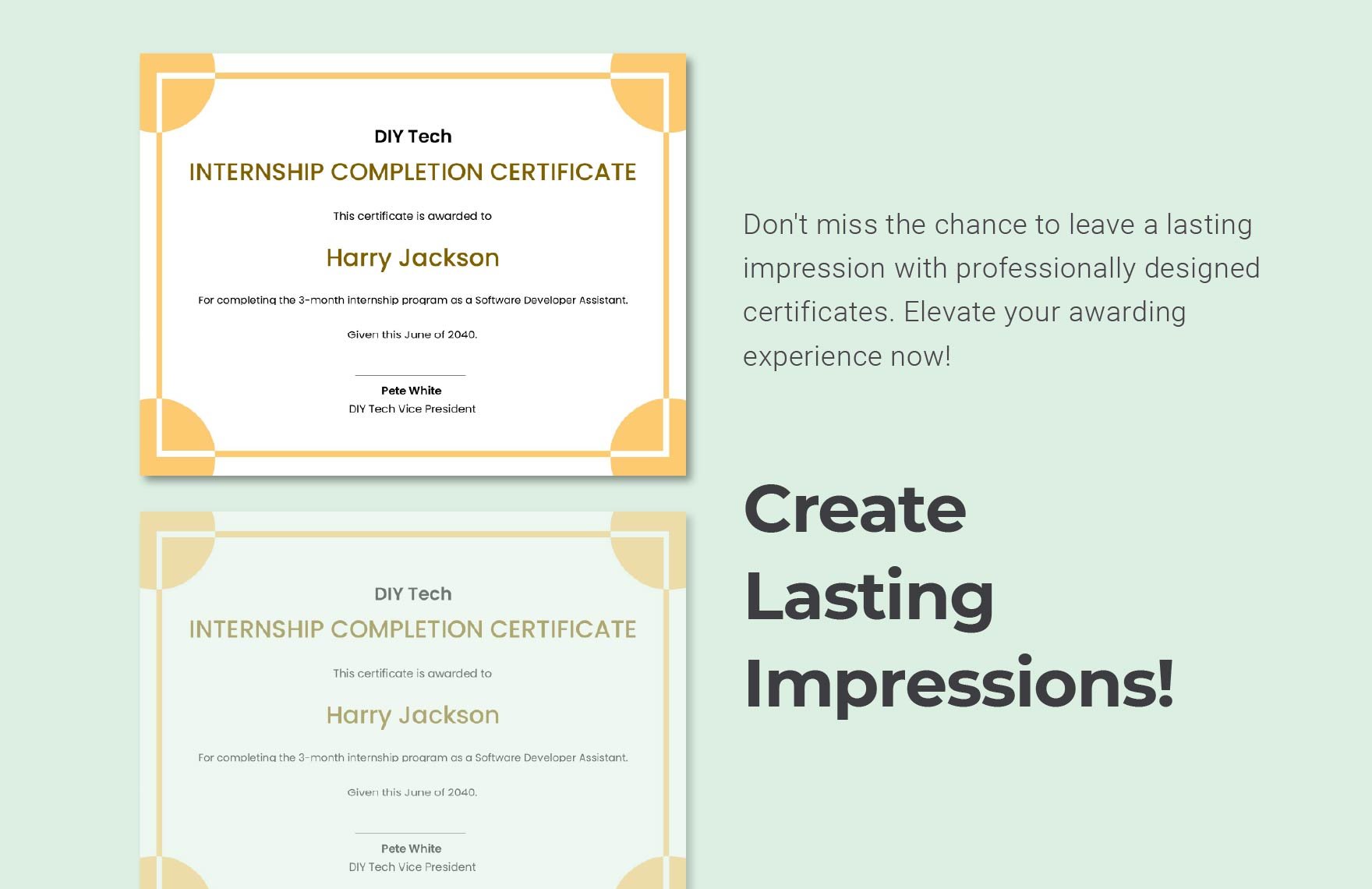 Internship Certificate of Completion Template