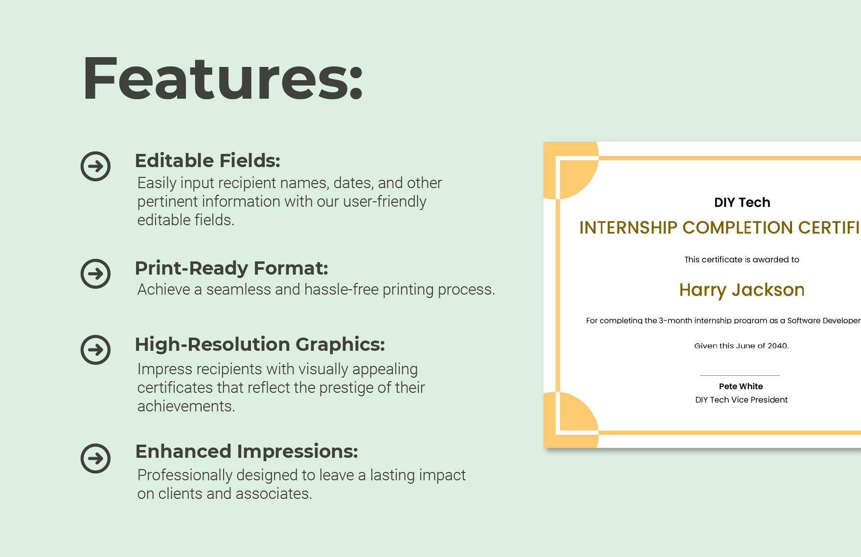 Internship Certificate of Completion Template