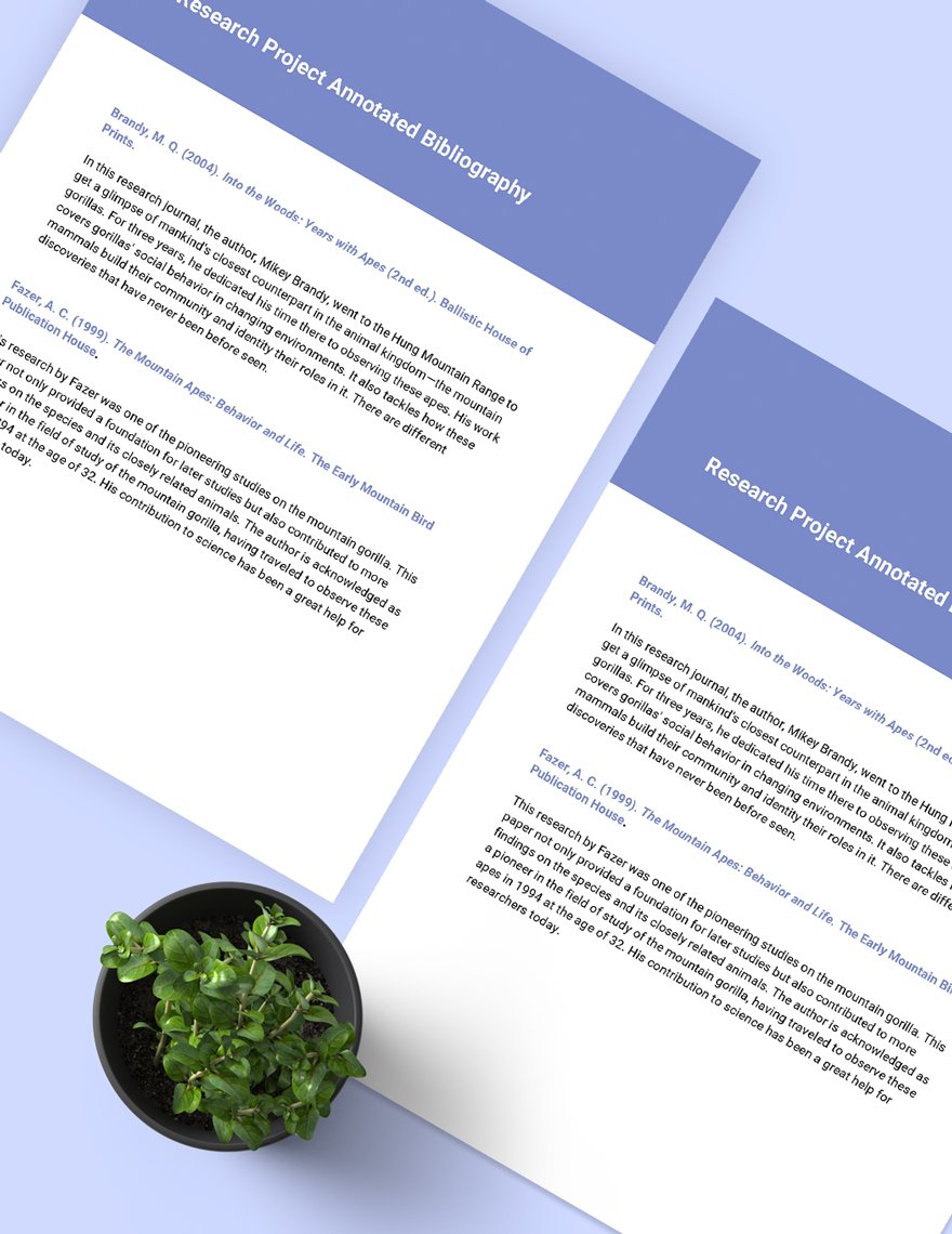 Research Project Annotated Bibliography Template