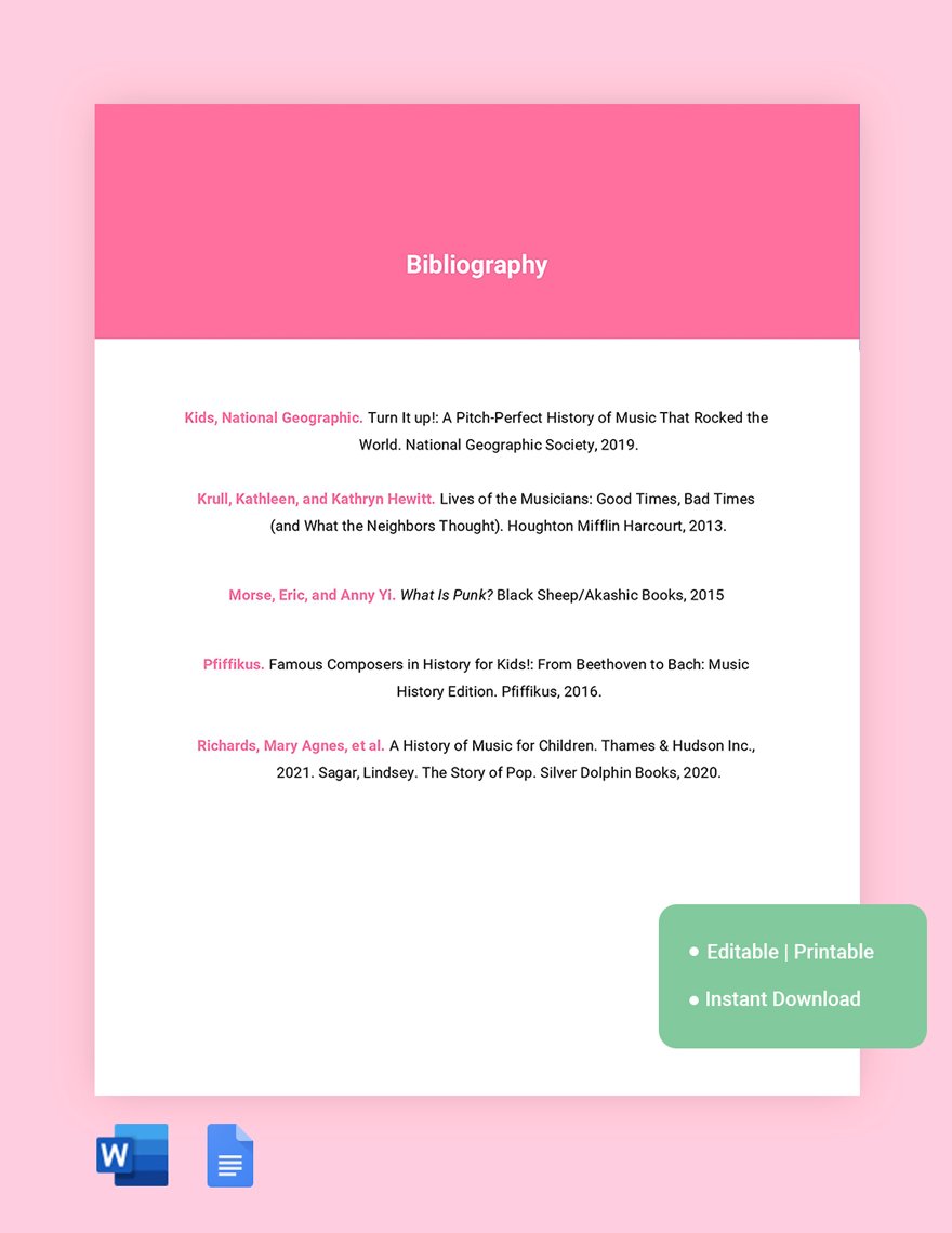 Middle School Bibliography Template