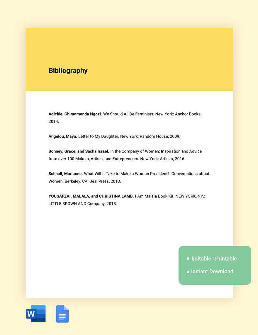 Free College Bibliography Template in Word, Google Docs