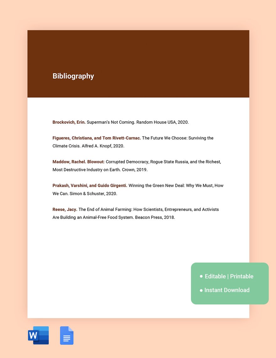 Free Sustainable Development Bibliography Template
