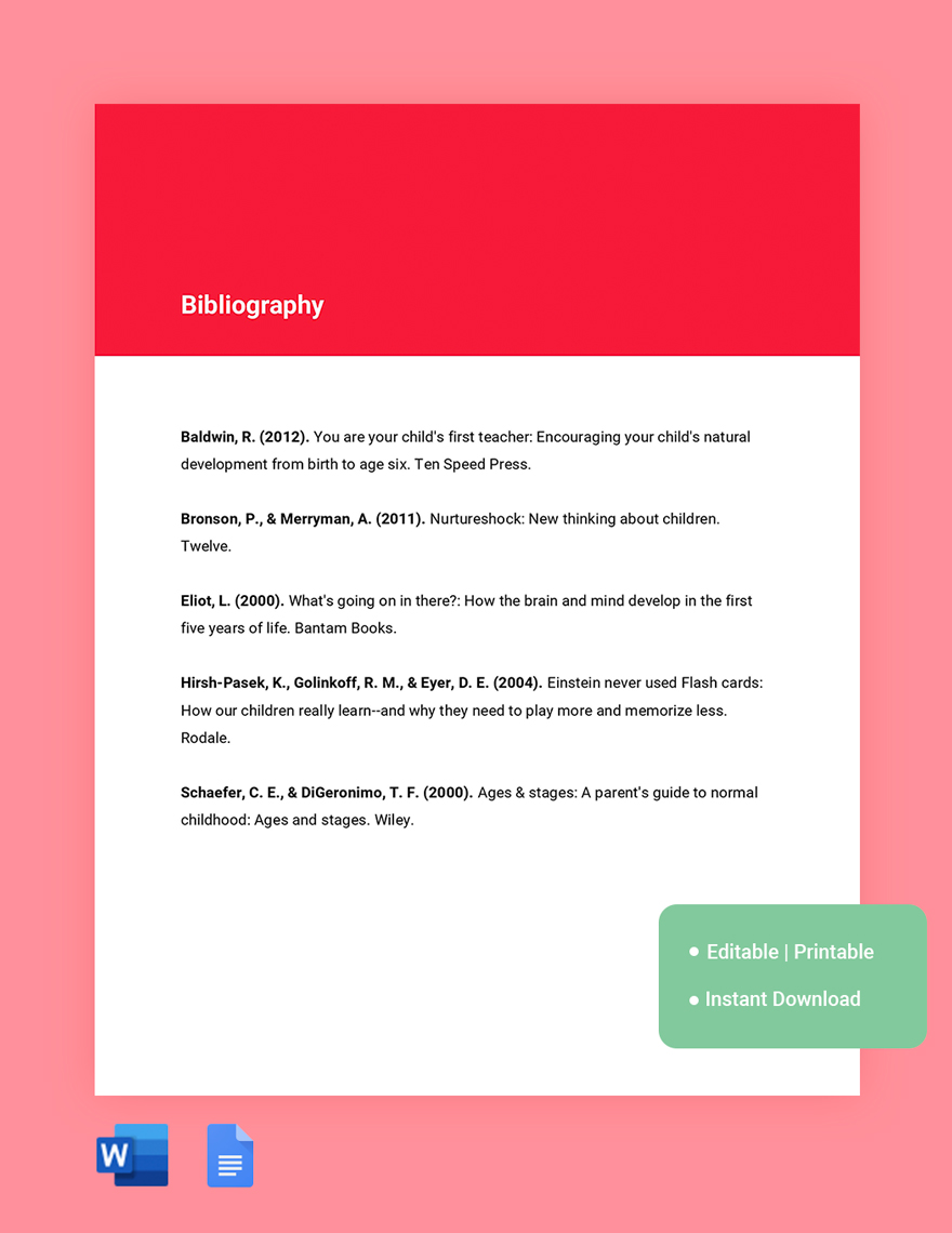 Free CDA Bibliography Template in Word, Google Docs