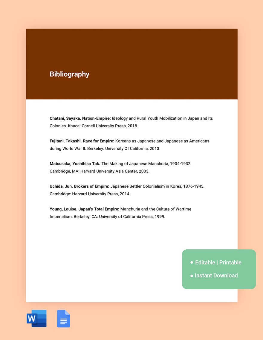 Free Formal Bibliography Template