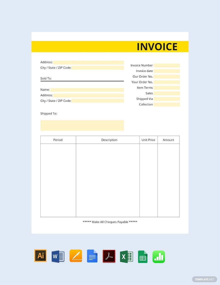 commercial invoice template google docs