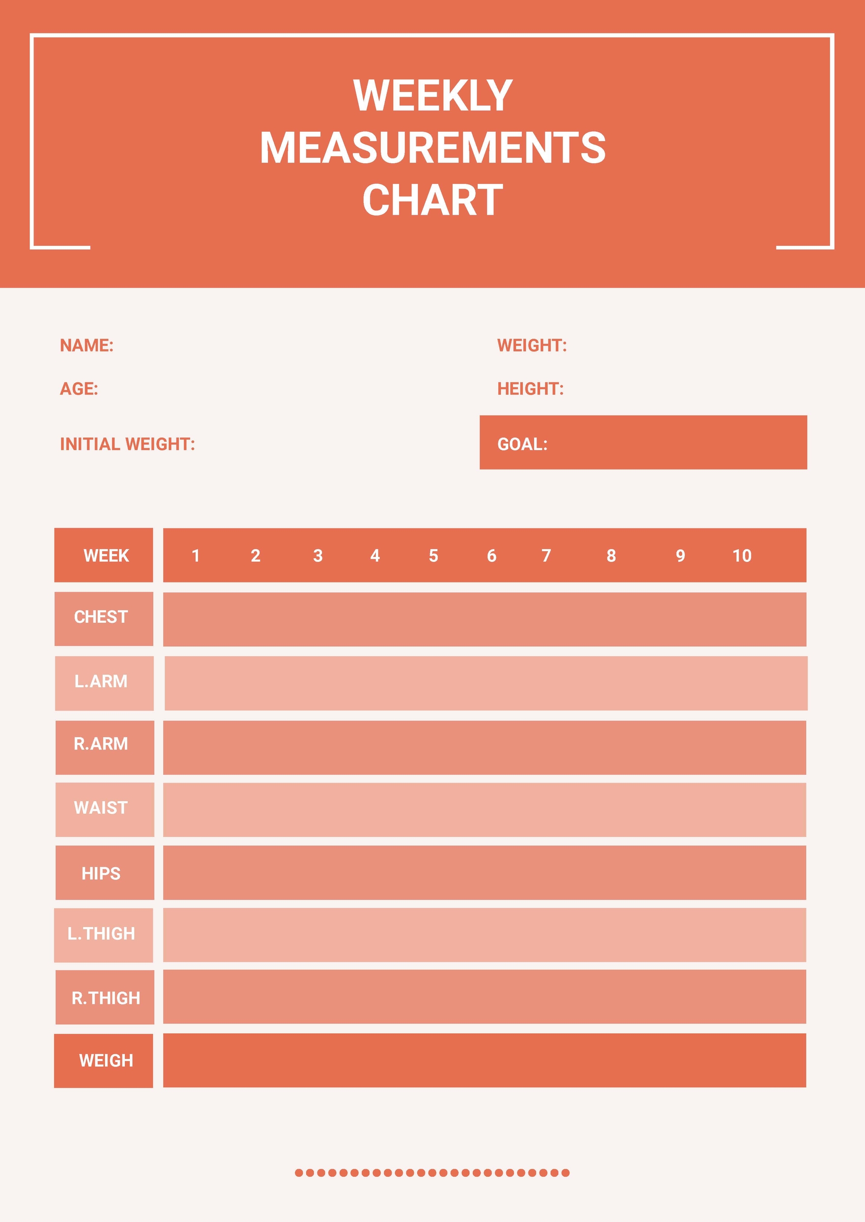 Free Weekly Measurements Chart Template