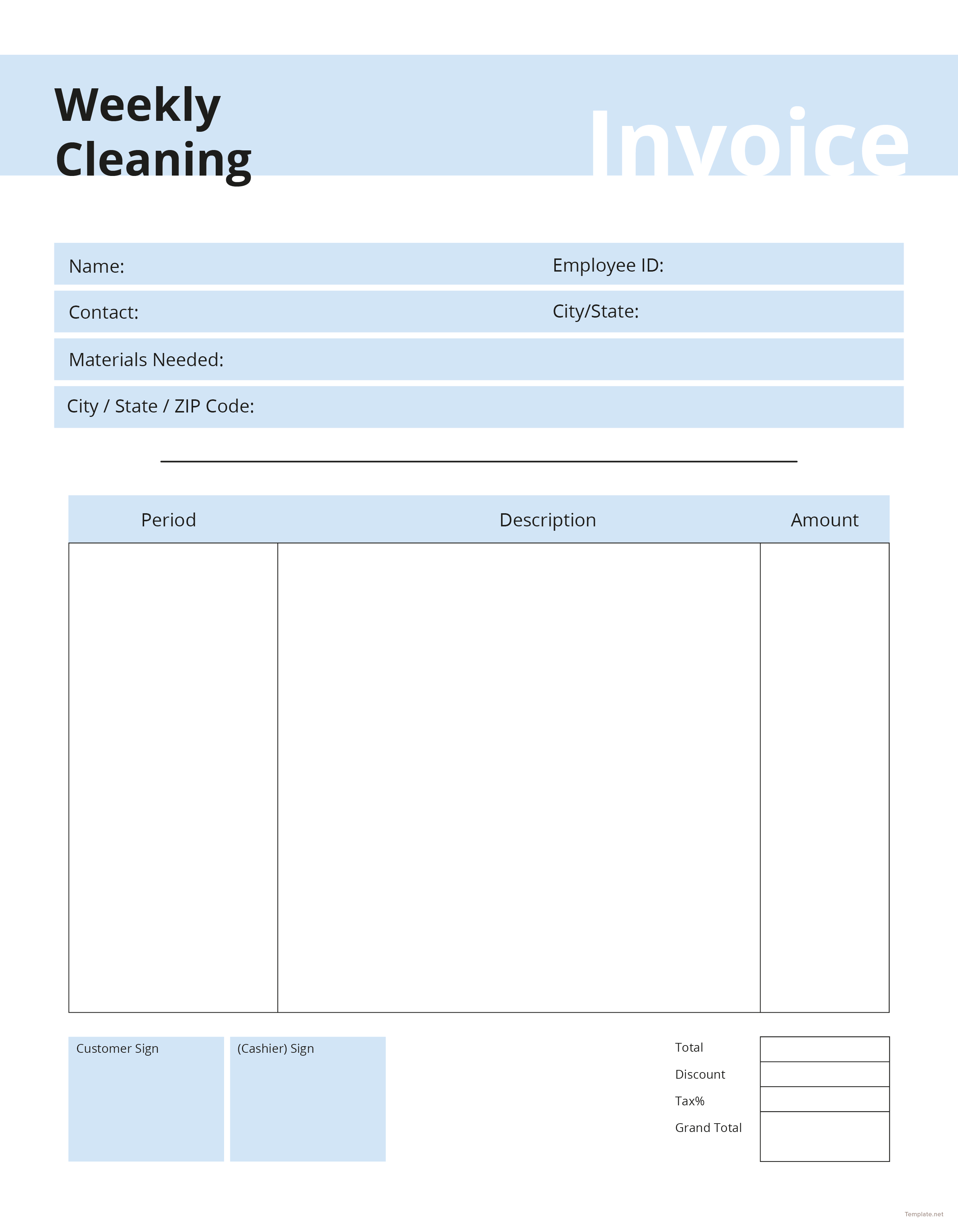 Free Commercial Cleaning Invoice Template in Adobe