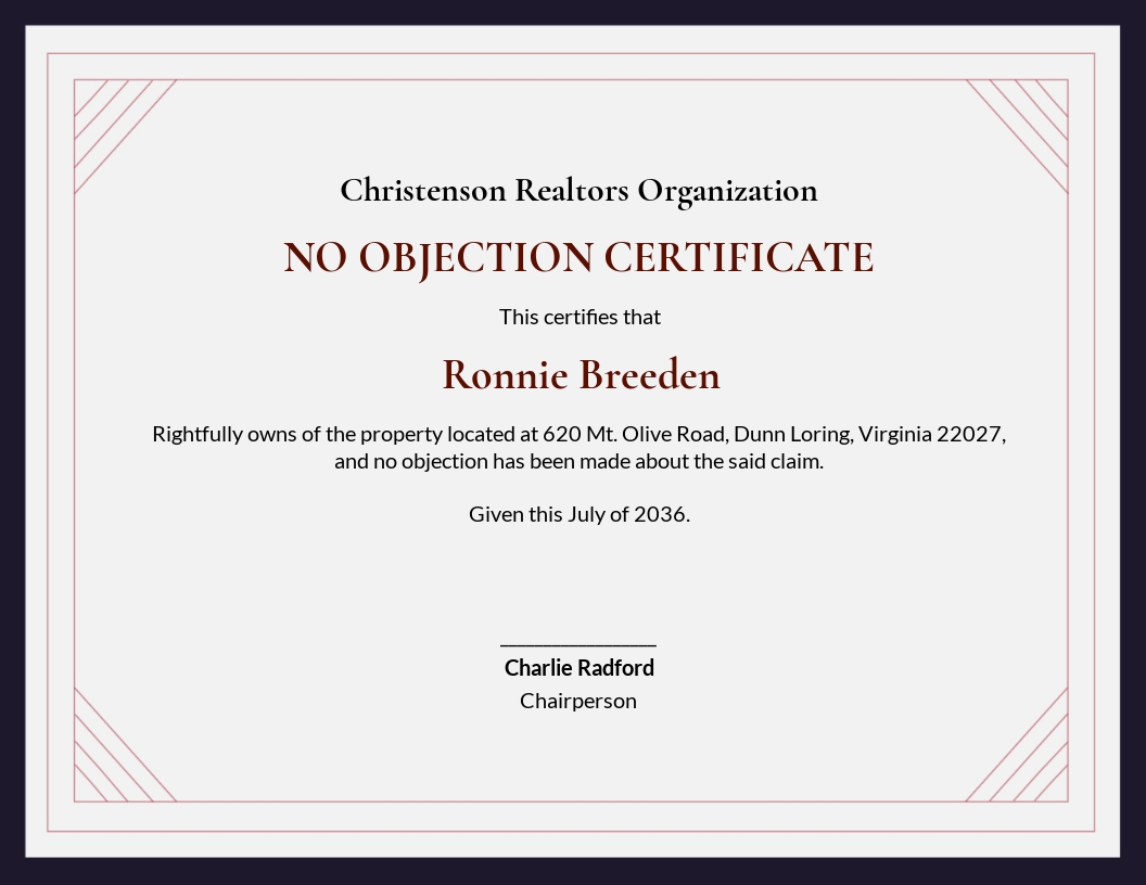 No Objection Certificate Template - Google Docs, Word