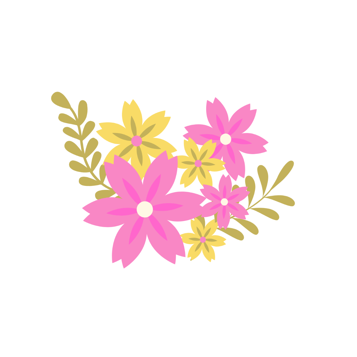Pink and Yellow Floral Clipart Template