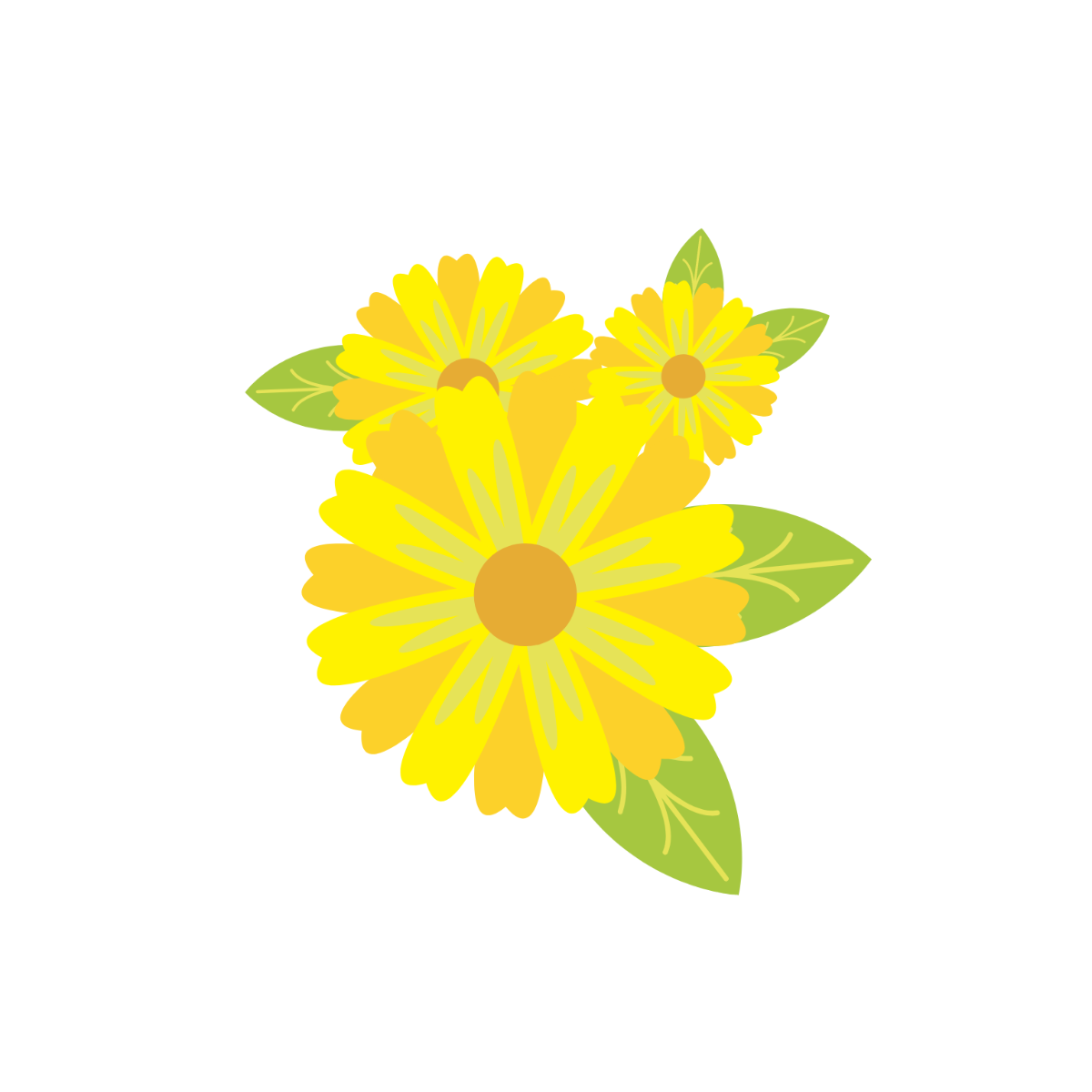 Bright Yellow Floral Clipart Template