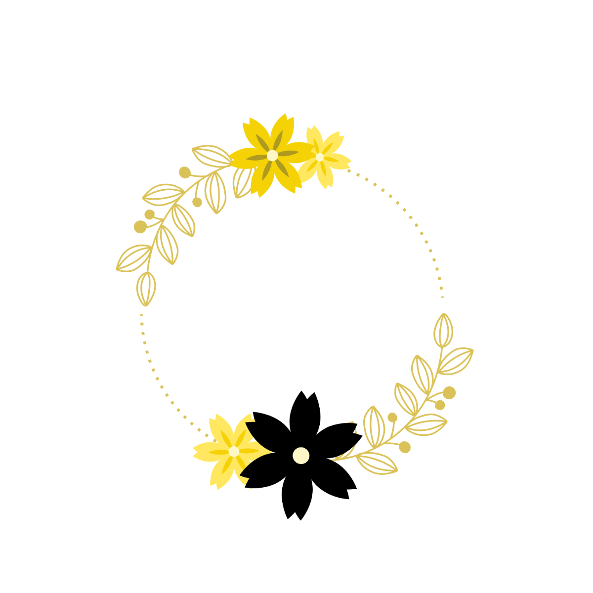 Yellow Floral Wreath Clipart Template