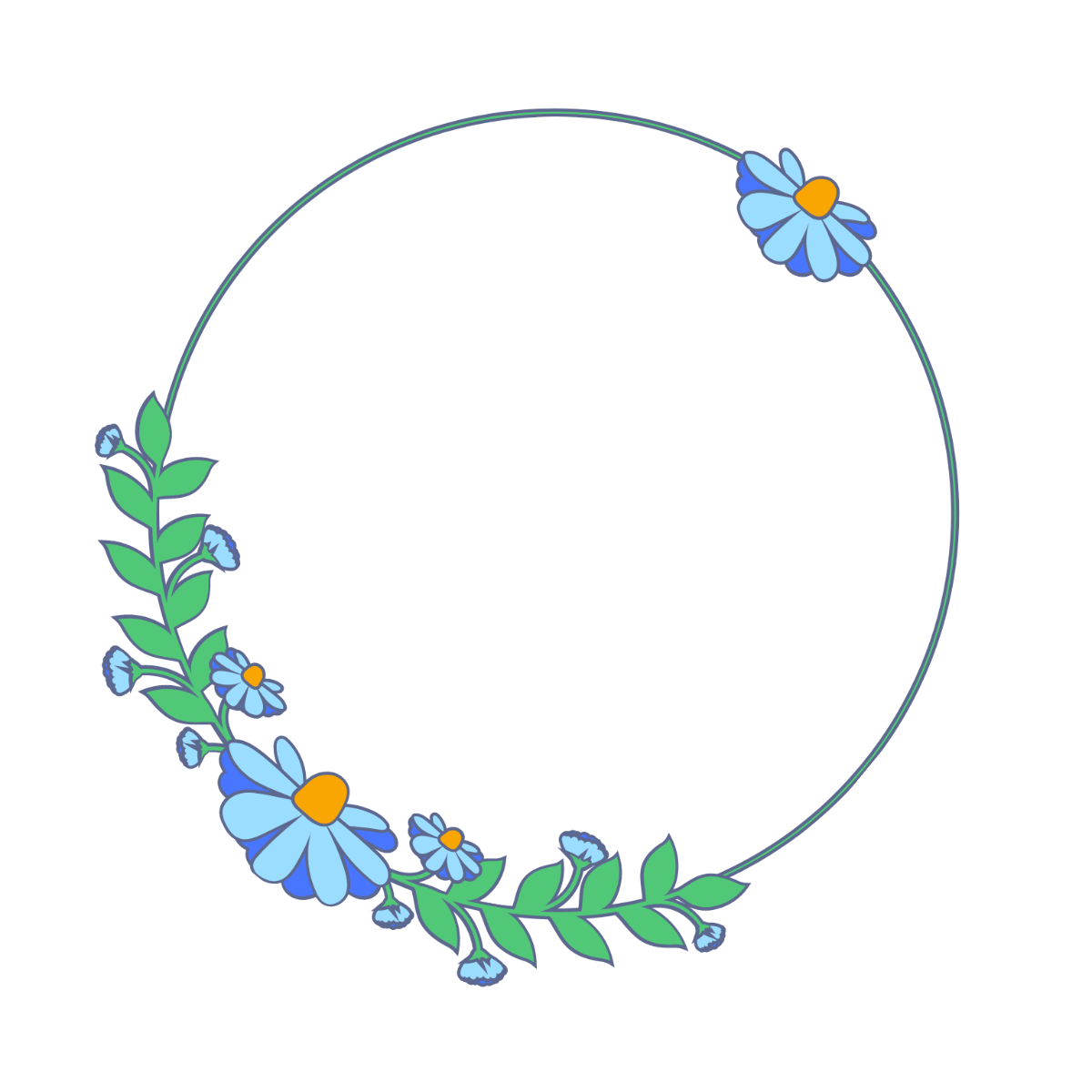 Floral Circle Border Clipart Template