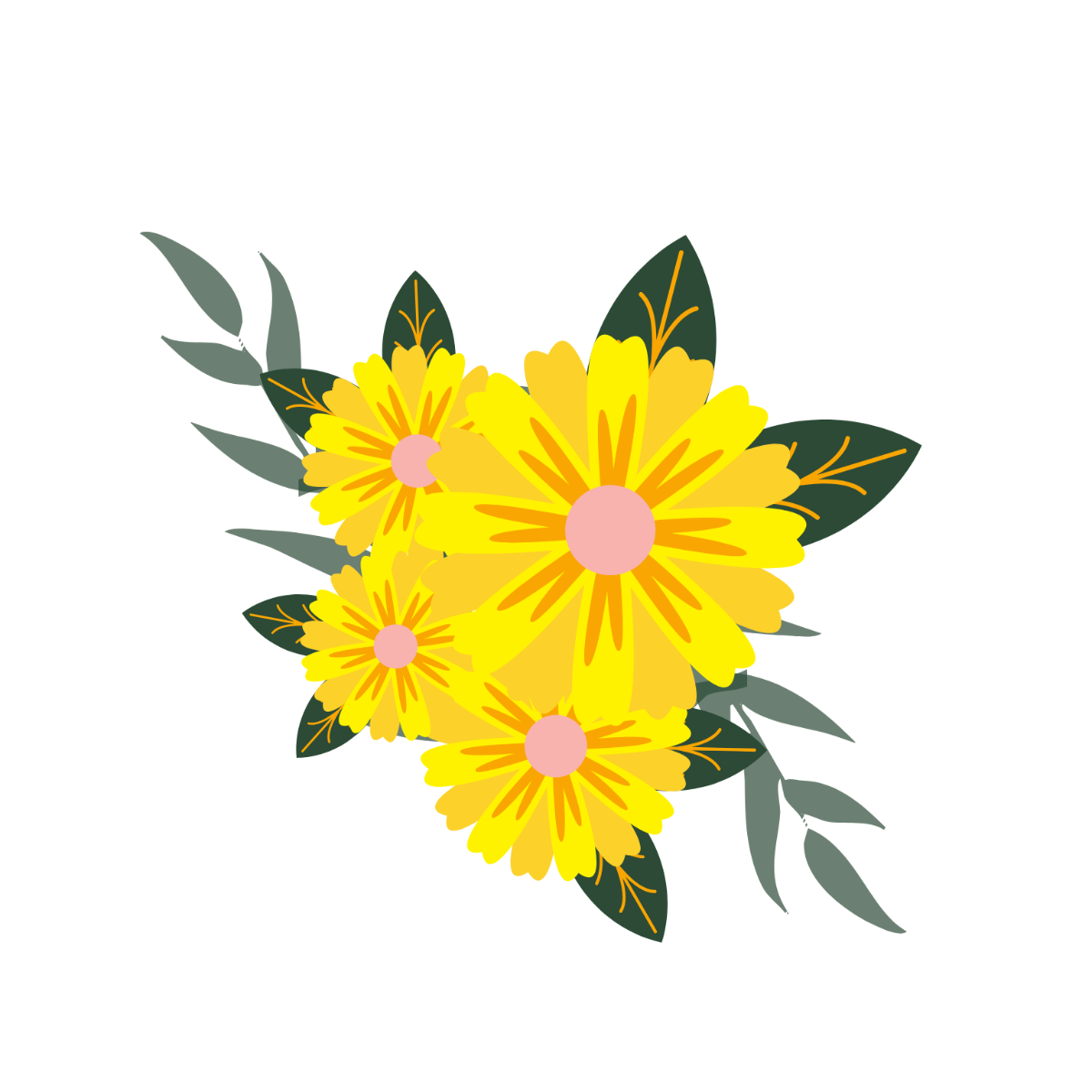 Yellow Floral Clipart Template