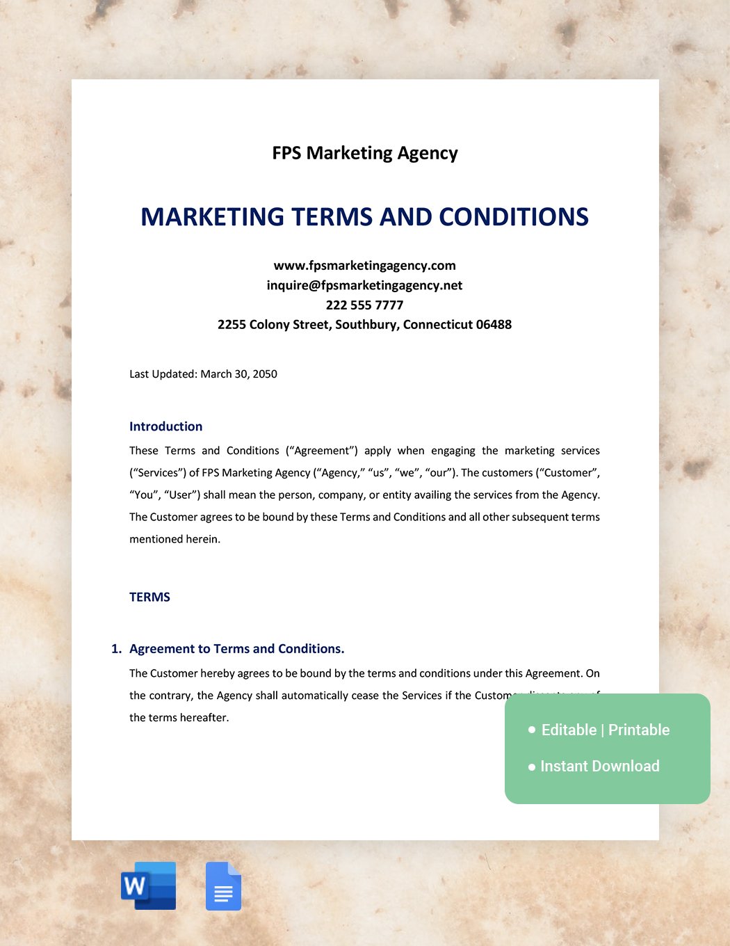 Marketing Terms And Conditions Template in Word, Google Docs