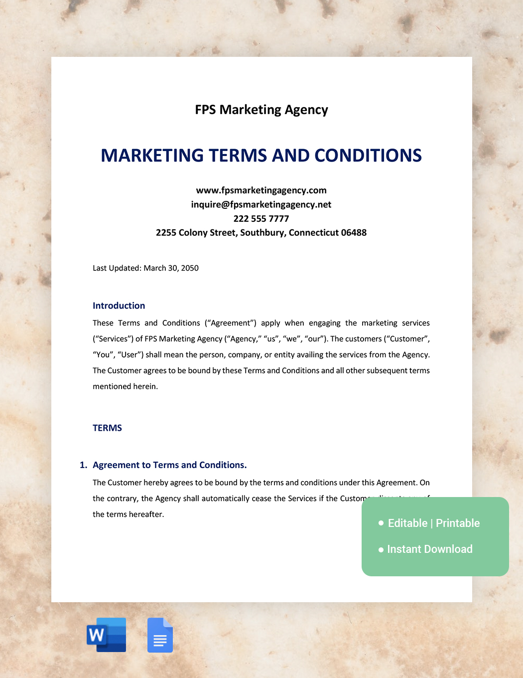 Digital Marketing Terms And Conditions Template