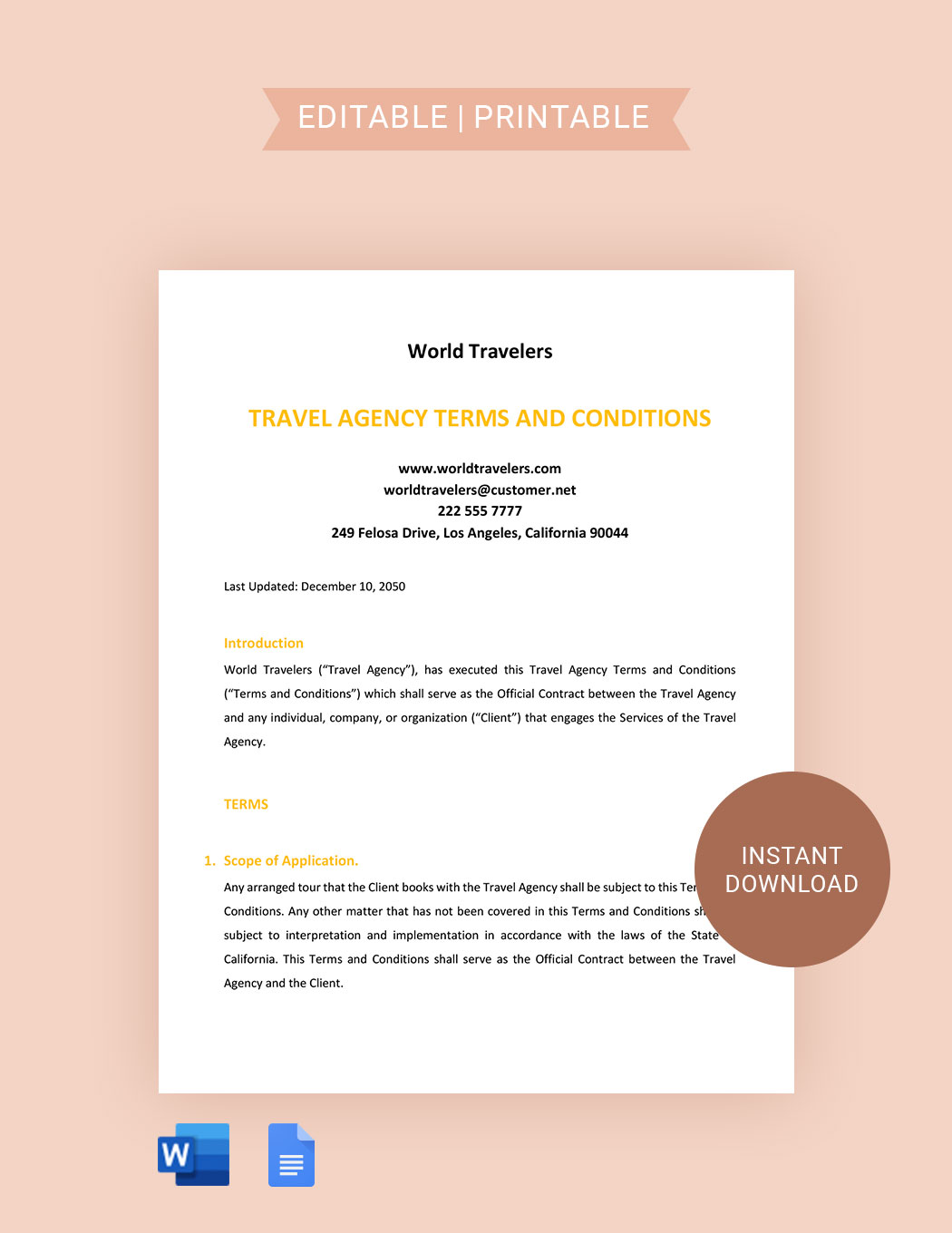 Travel Agency Terms And Conditions Template Word Google Docs 