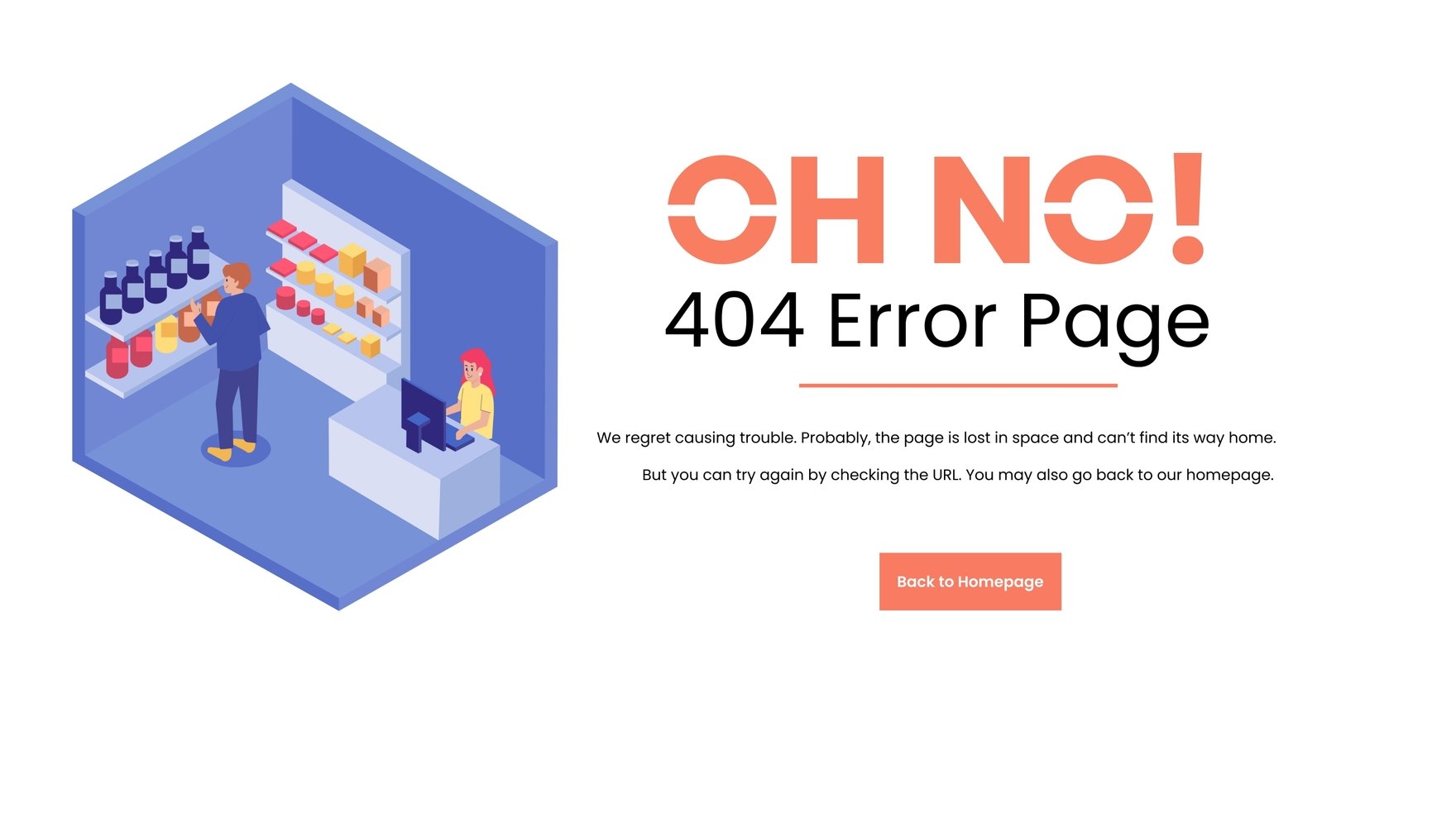 404 Error Landing Page in Adobe XD, Sketch
