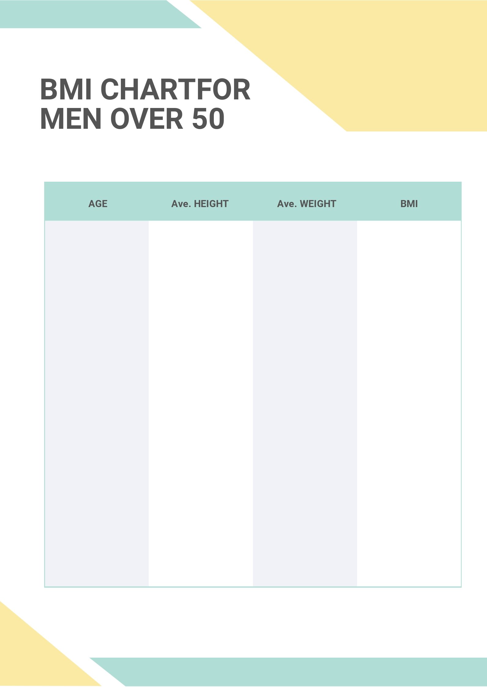 BMI Chart For Men Over 50