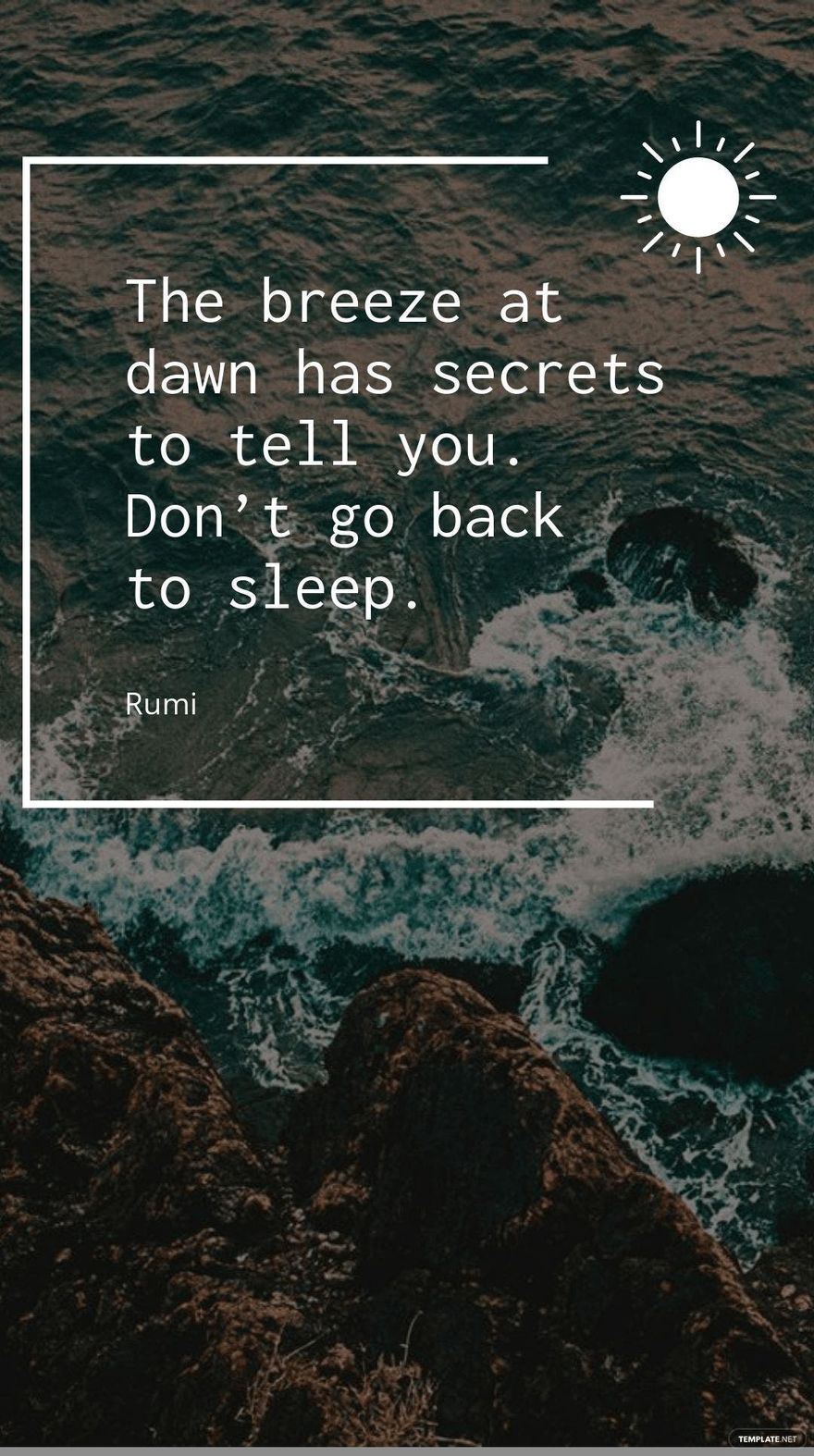 Rumi - The breeze at dawn has secrets to tell you. Don’t go back to sleep.