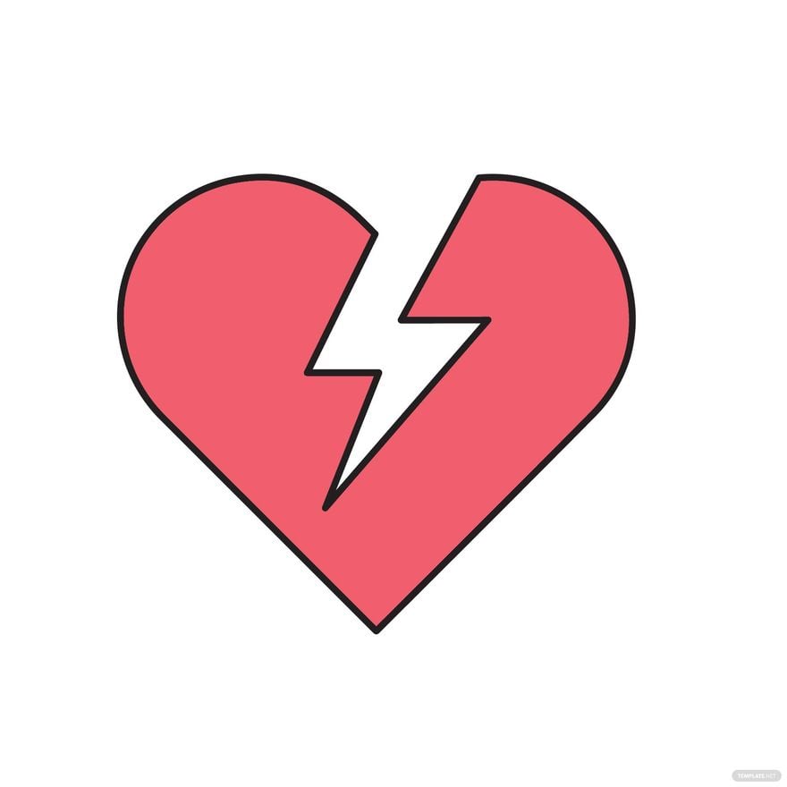 Broken Heart Shape Clipart in Illustrator