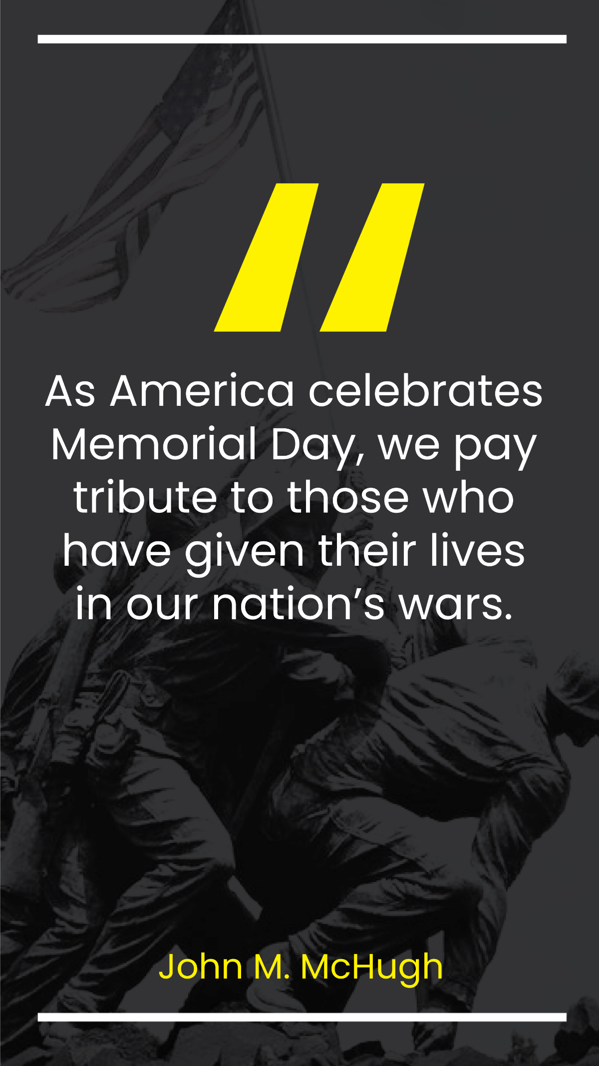 John M. McHugh - As America celebrates Memorial Day, we pay tribute to those who have given their lives in our nation's wars.