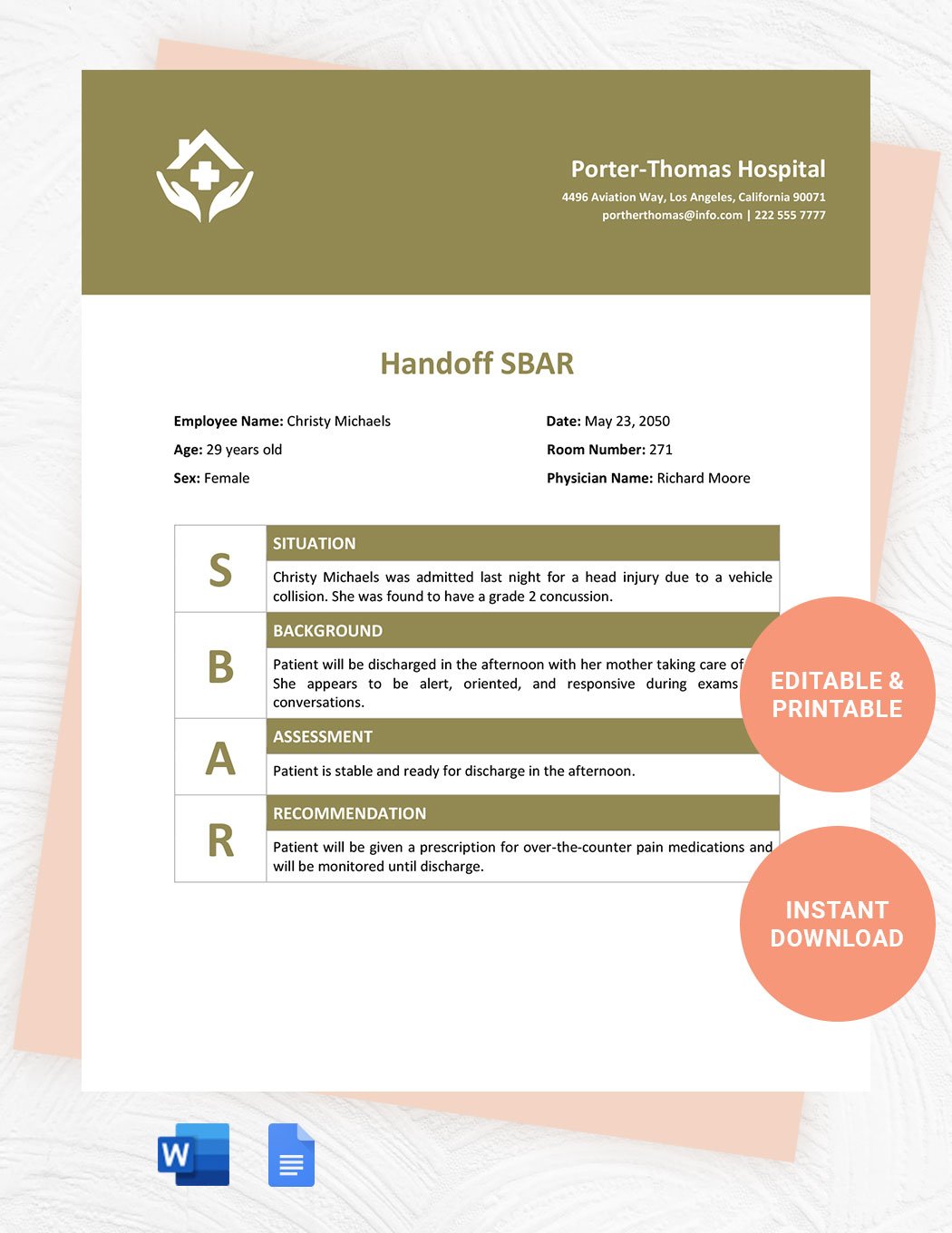 business-sbar-template-download-in-word-google-docs-template