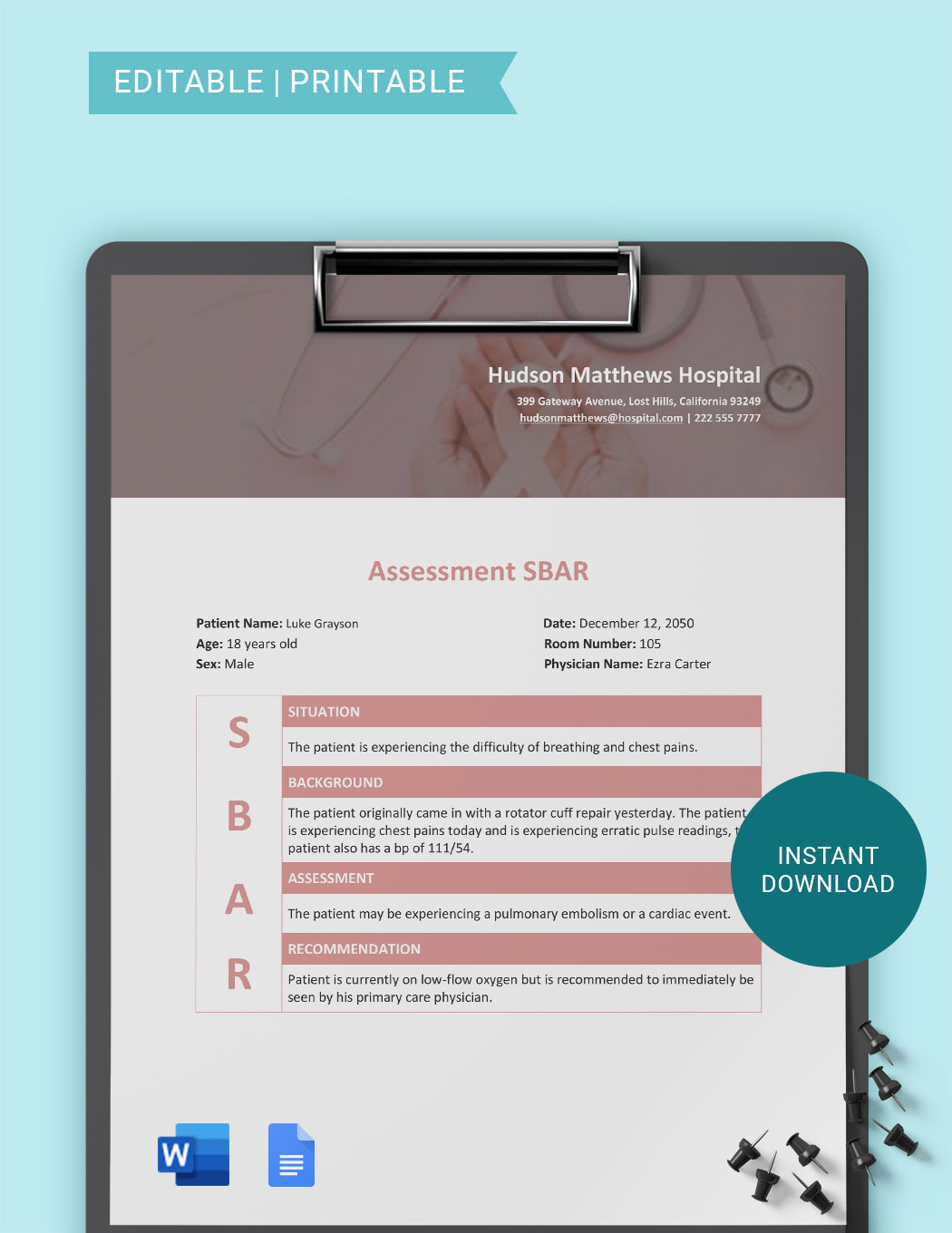 SBAR Assessment Template
