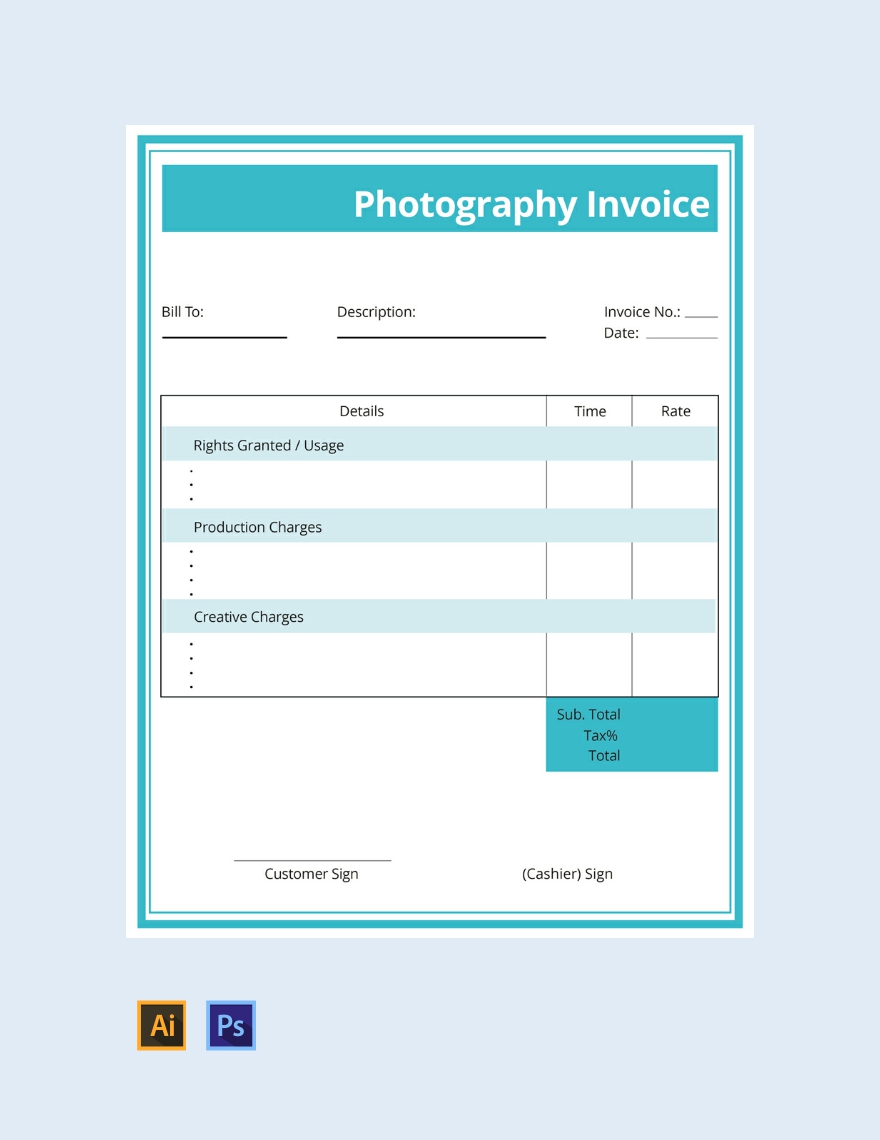 Commercial Photography Invoice Template