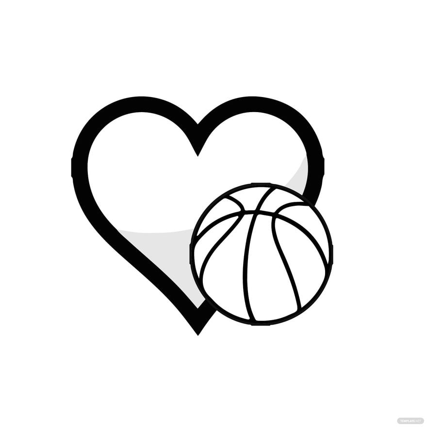 basketball heart black and white