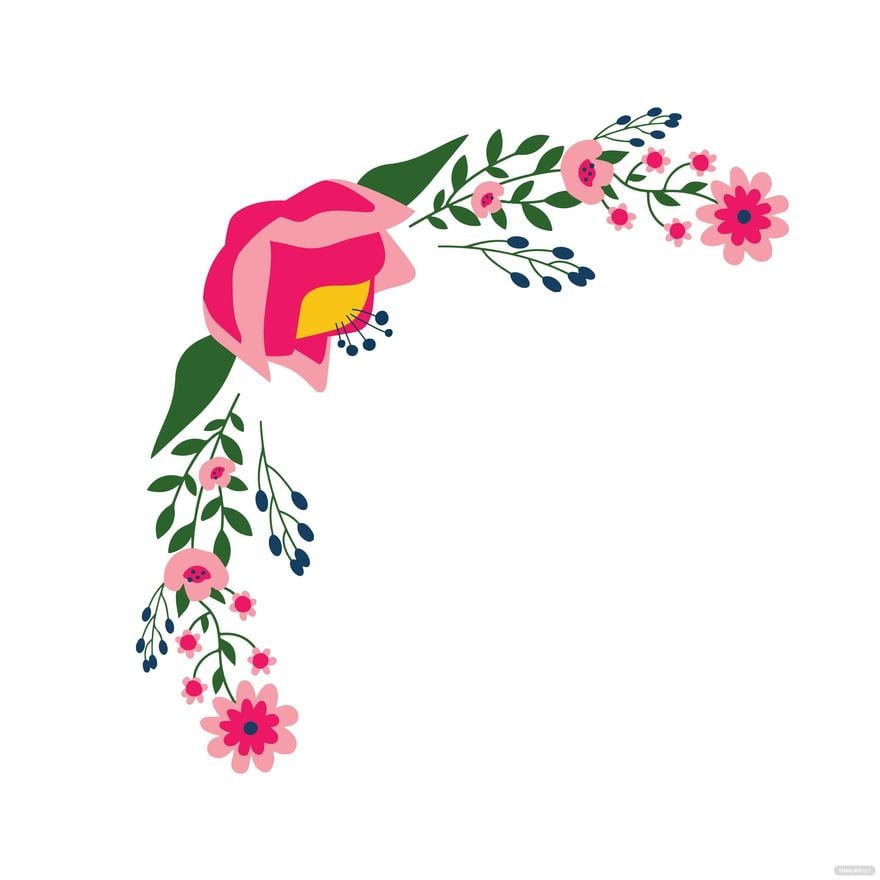 Pink Floral Border Clipart in Illustrator