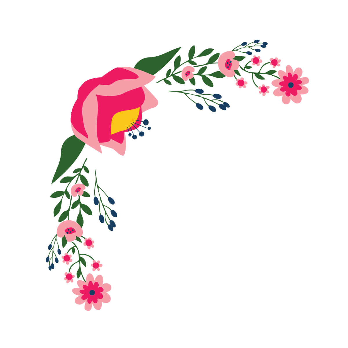 Pink Floral Border Clipart Template