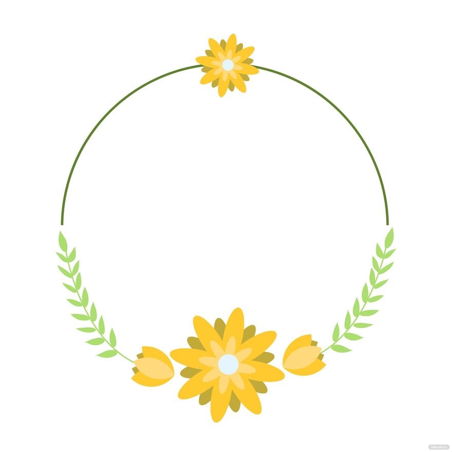 Floral Circle Frame Clipart in Illustrator