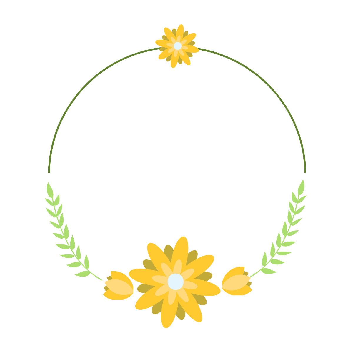 Floral Circle Frame Clipart Template