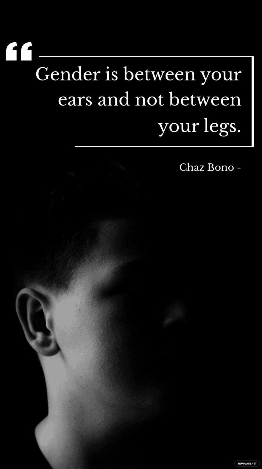 Chaz Bono - Gender is between your ears and not between your legs.