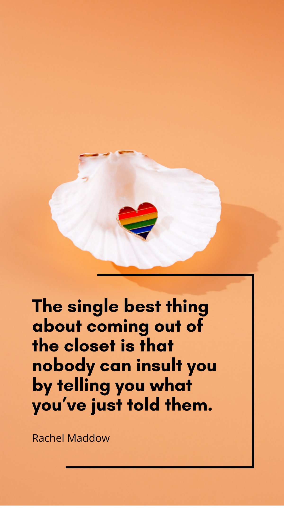 Rachel Maddow - The single best thing about coming out of the closet is that nobody can insult you by telling you what you’ve just told them. Template