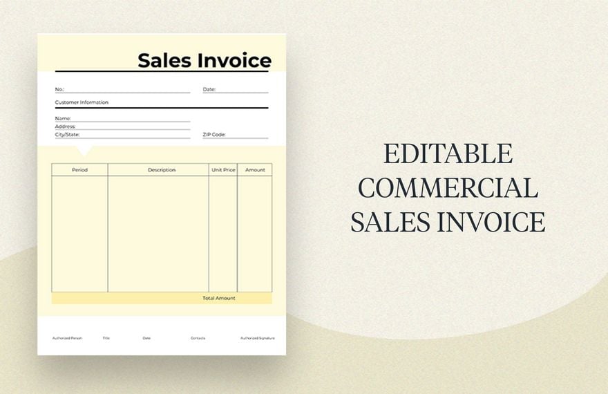 Editable Commercial Sales Invoice Template